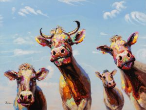 Acrylmalerei lustige Kühe